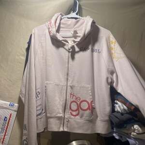 GAP Logo limited rare women xl Zip og varsity Hoodie polo light pink Top
